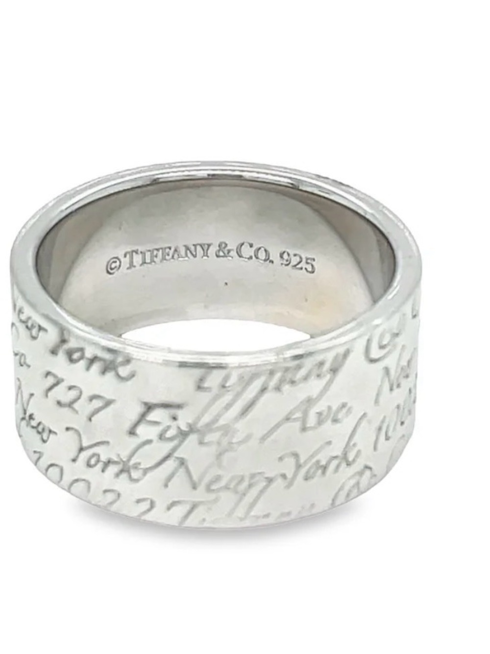 Tiffany & Co. Sterling Script Wide Band Ring - Silver
